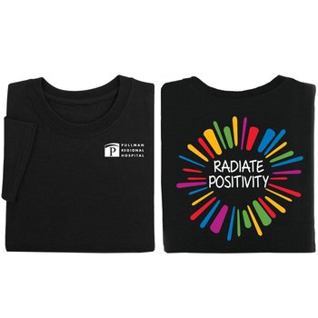 Radiate Positivity Unisex Two-Sided Short-Sleeve T-Shirt - Silkscreened Personalization Available from Positive Promotions