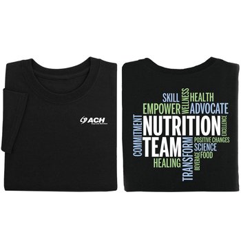 Nutrition Team (Word Cloud) Unisex Two-Sided Short-Sleeve T-Shirt - Silkscreened Personalization Available from Positive Promotions