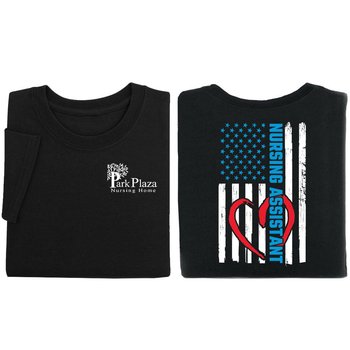Nursing Assistant Flag 2-Sided Unisex Short-Sleeved T-Shirt - Silkscreened Personalization Available from Positive Promotions