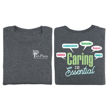 Caring Is Essential Two-Sided Unisex Short-Sleeve T-Shirt - Silkscreened Personalization Available from Positive Promotions