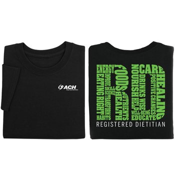 Registered Dietitian (Word Cloud) Unisex Two-Sided Short-Sleeve T-Shirt - Silkscreened Personalization Available from Positive Promotions