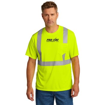 Cornerstone&reg; Hi-Vis Unisex ANSI 107 Class 2 Safety Mesh Pocket Tee - Heat Transfer Personalization Available from Positive Promotions