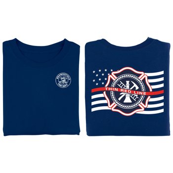 Thin Red Line Unisex Two-Sided T-Shirt - Silkscreened Personalization Available from Positive Promotions