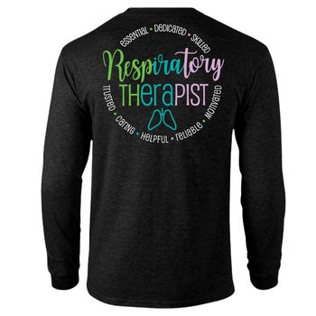 Respiratory Therapist: Essential, Dedicated... Unisex Two-Sided Long-Sleeve T-Shirt - Silkscreened Personalization Available from Positive Promotions