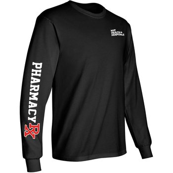 Pharmacy RX Unisex Long-Sleeve Two-Location T-Shirt - Silkscreened Personalization Available from Positive Promotions