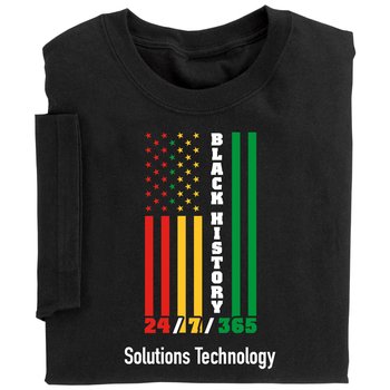 Black History: 24/7/365 Flag Youth T-Shirt - Silkscreened Personalization Available from Positive Promotions