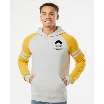 JERZEES® Unisex Nublend® Varsity Colorblocked Raglan Hooded Sweatshirt - Silkscreened Personalization Available from Positive Promotions