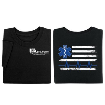 EMS: Thin White Line Unisex 2-Sided Short-Sleeved T-Shirt - Silkscreened Personalization Available from Positive Promotions