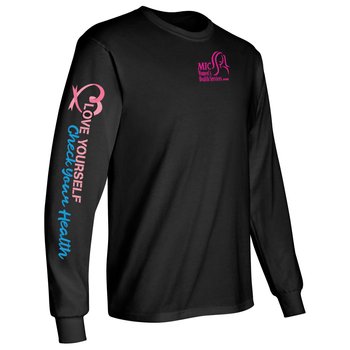 Love Yourself: Check Your Health Unisex Long-Sleeved 2-Location T-Shirt - Silkscreened Personalization Available from Positive Promotions