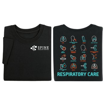 Respiratory Care Icons Unisex 2-Sided Short-Sleeved T-Shirt - Silkscreened Personalization Available from Positive Promotions