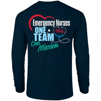 Emergency Nurses: One Team, One Mission Unisex Two-Sided Long-Sleeved T-Shirt - Silkscreened Personalization Available from Positive Promotions