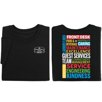 Guest Services Team Unisex Two-Sided Short-Sleeve T-Shirt - Silkscreened Personalization Available from Positive Promotions