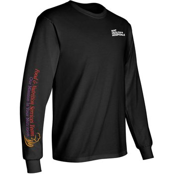 Food & Nutrition Services Team: Our Mission Is Your Nutrition Unisex Long-Sleeve 2-Location T-Shirt - Silkscreened Personalization Available from Positive Promotions