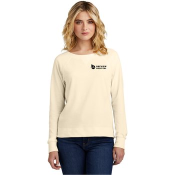 District® Women's Featherweight French Terry Long-Sleeve Crewneck - Silkscreened Personalization Available from Positive Promotions