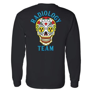 Radiology Team Sugar Skull Unisex Two-Sided Long-Sleeved T-Shirt - Silkscreened Personalization Available from Positive Promotions