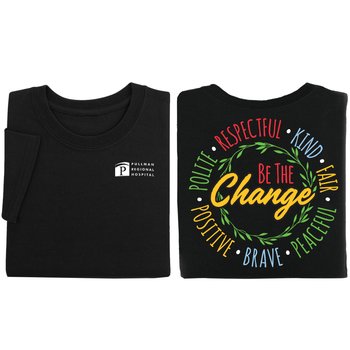 Be The Change Gildan® Unisex Two-Sided Short-Sleeve T-Shirt - Silkscreened Personalization Available from Positive Promotions