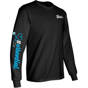 #essential Unisex Long-Sleeve Two-Location T-Shirt - Silkscreened Personalization Available from Positive Promotions