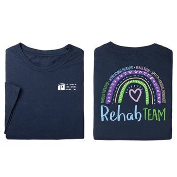 Rehab Team Rainbow Unisex Two-Sided Short-Sleeved T-Shirt - Silkscreened Personalization Available from Positive Promotions
