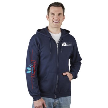 Respiratory Therapist Heartbeat Gildan® Unisex Heavy Blend Full-Zip Hooded Sweatshirt - Silkscreened Personalization Available from Positive Promotions