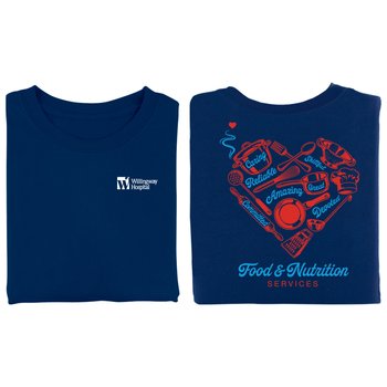 Food & Nutrition Services Heart Word Cloud Unisex 2-Sided Short-Sleeved T-Shirt - Silkscreened Personalization Available from Positive Promotions
