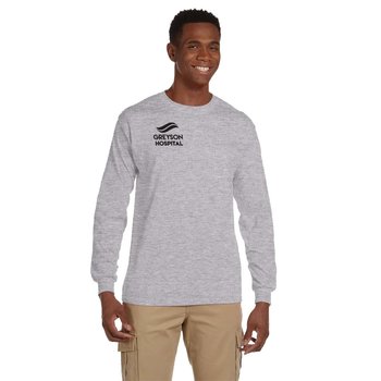Gildan® Unisex Ultra Cotton® Long-Sleeved Pocket T-Shirt - Silkscreened Personalization Available from Positive Promotions