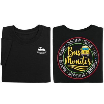 Bus Monitor Positive Unisex 2-Sided Short-Sleeved T-Shirt - Silkscreened Personalization Available from Positive Promotions