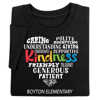 Kindness Heart Adult Unisex T-Shirt - Silkscreened Personalization Available from Positive Promotions