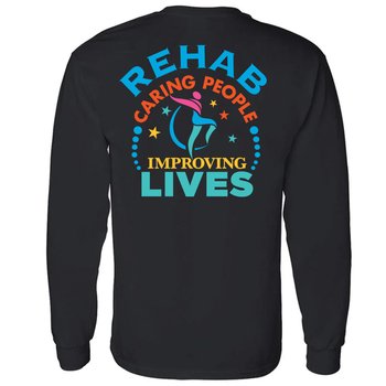 Rehab: Caring People Improving Lives Unisex Two-Sided Long-Sleeved T-Shirt - Silkscreened Personalization Available from Positive Promotions