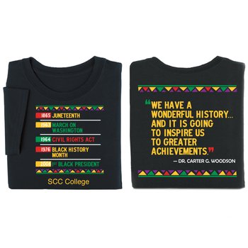 Famous Dates in Black History Adult 2-Sided Short-Sleeve T-Shirt - Silkscreened Personalization Available from Positive Promotions