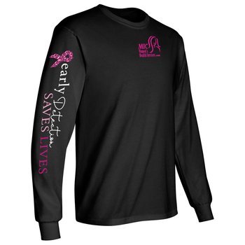 Early Detection Saves Lives Unisex Long-Sleeve 2-Location T-Shirt - Silkscreened Personalization Available from Positive Promotions