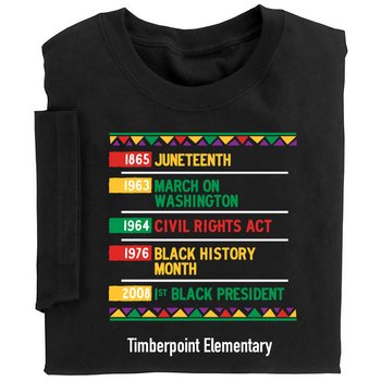 Famous Dates In Black History Adult T-Shirt - Silkscreened Personalization Available from Positive Promotions