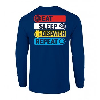 Eat, Sleep, Dispatch, Repeat Gildan® Unisex 2-Sided Long-Sleeved T-Shirt - Silkscreened Personalization Available from Positive Promotions
