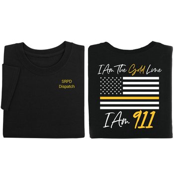 I Am the Gold Line. I Am 911. Gildan® Unisex 2-Sided Short-Sleeved T-Shirt - Silkscreened Personalization Available from Positive Promotions