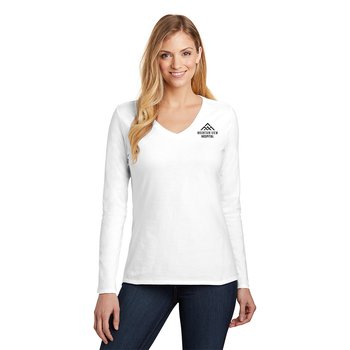 District® Women's Very Important Tee® Long-Sleeve V-Neck - Silkscreened Personalization Available from Positive Promotions