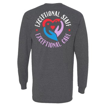 Exceptional Staff, Exceptional Care Unisex 2-Sided Long-Sleeved T-Shirt - Silkscreened Personalization Available from Positive Promotions