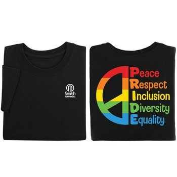 PRIDE Acrostic Unisex 2-Sided Short-Sleeved T-Shirt - Silkscreened Personalization Available from Positive Promotions