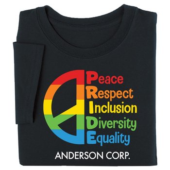 PRIDE Acrostic Unisex Short-Sleeved T-Shirt - Silkscreened Personalization Available from Positive Promotions