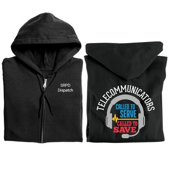 Telecommunicators: Called to Serve, Called to Save Gildan® Unisex Heavy Blend Full-Zip Hooded Sweatshirt - Silkscreened Personalization Available from Positive Promotions
