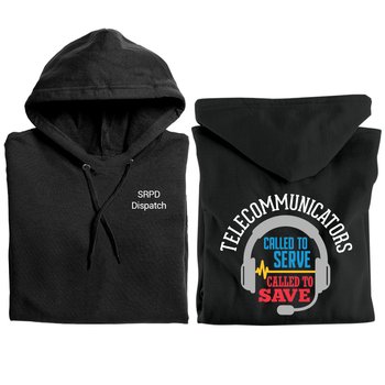 Telecommunicators: Called to Serve, Called to Save Gildan® Unisex Heavy Blend Pullover Hooded Sweatshirt - Silkscreened Personalization Available from Positive Promotions