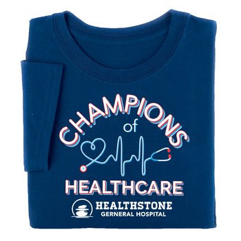 Champions of Healthcare Unisex Short-Sleeved T-Shirt - Silkscreened Personalization Available from Positive Promotions