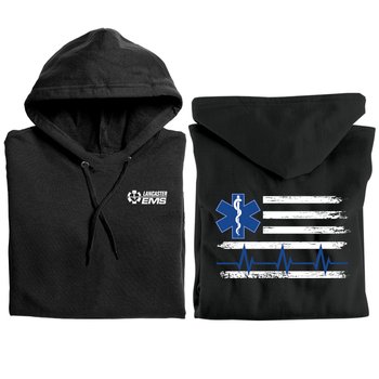 EMS: Thin White Line Gildan® Unisex Heavy Blend Pullover Hooded Sweatshirt - Silkscreened Personalization Available from Positive Promotions