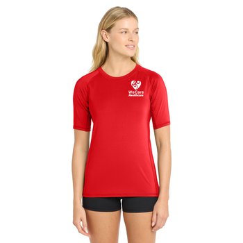 Sport-Tek® Women's Short-Sleeved UV Rashguard Tee - Silkscreened Personalization Available from Positive Promotions