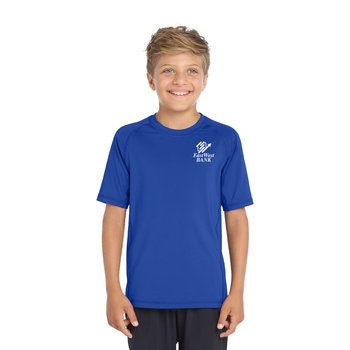 Sport-Tek® Youth Short-Sleeved UV Rashguard Tee - Silkscreened Personalization Available from Positive Promotions