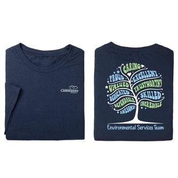 Environmental Services Tree Word Cloud Unisex 2-Sided Short-Sleeved T-Shirt - Silkscreened Personalization Available from Positive Promotions