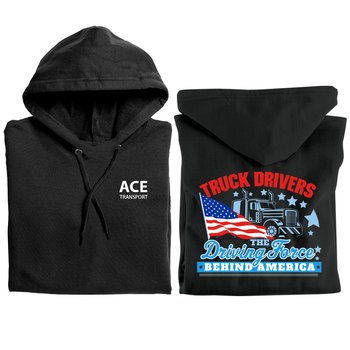 Truck Drivers: The Driving Force Behind America Gildan® Unisex Heavy Blend Pullover Hooded Sweatshirt - Silkscreened Personalization Available from Positive Promotions