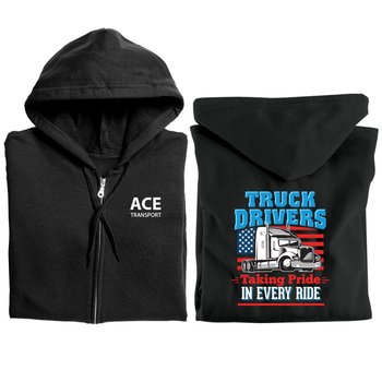 Truck Drivers: Taking Pride in Every Ride Gildan® Unisex Heavy Blend Full-Zip Hooded Sweatshirt - Silkscreened Personalization Available from Positive Promotions