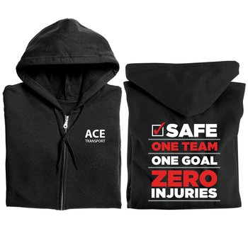 Safe: One Team, One Goal, Zero Injuries Gildan® Unisex Heavy Blend Full-Zip Hooded Sweatshirt - Silkscreened Personalization Available from Positive Promotions