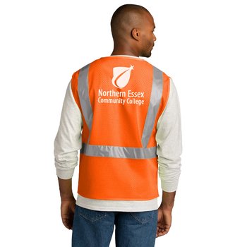CornerStone® Unisex Hi-Vis Safety ANSI 107 Class 2 Mesh Zippered Vest - Heat Transfer Personalization Available from Positive Promotions