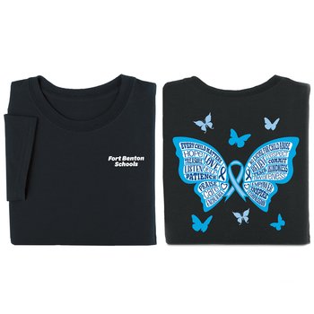 Butterfly Word Cloud Unisex 2-Sided Short-Sleeved T-Shirt - Silkscreened Personalization Available from Positive Promotions