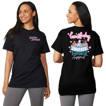 Breastfeeding: Educate, Empower, Support Unisex 2-Sided Short-Sleeved T-Shirt - Silkscreened Personalization Available from Positive Promotions